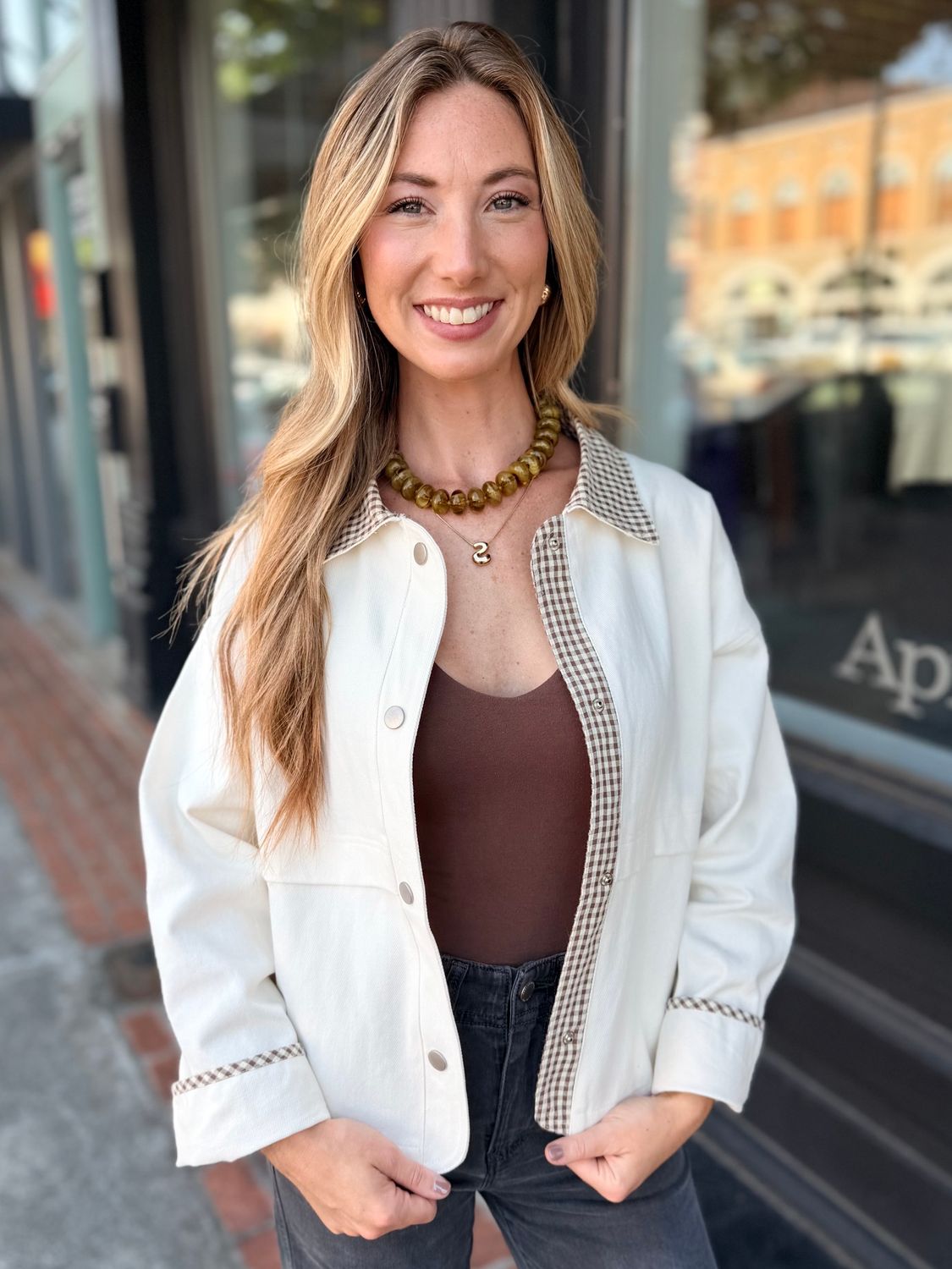 COTTAGE CHECK DENIM JACKET
