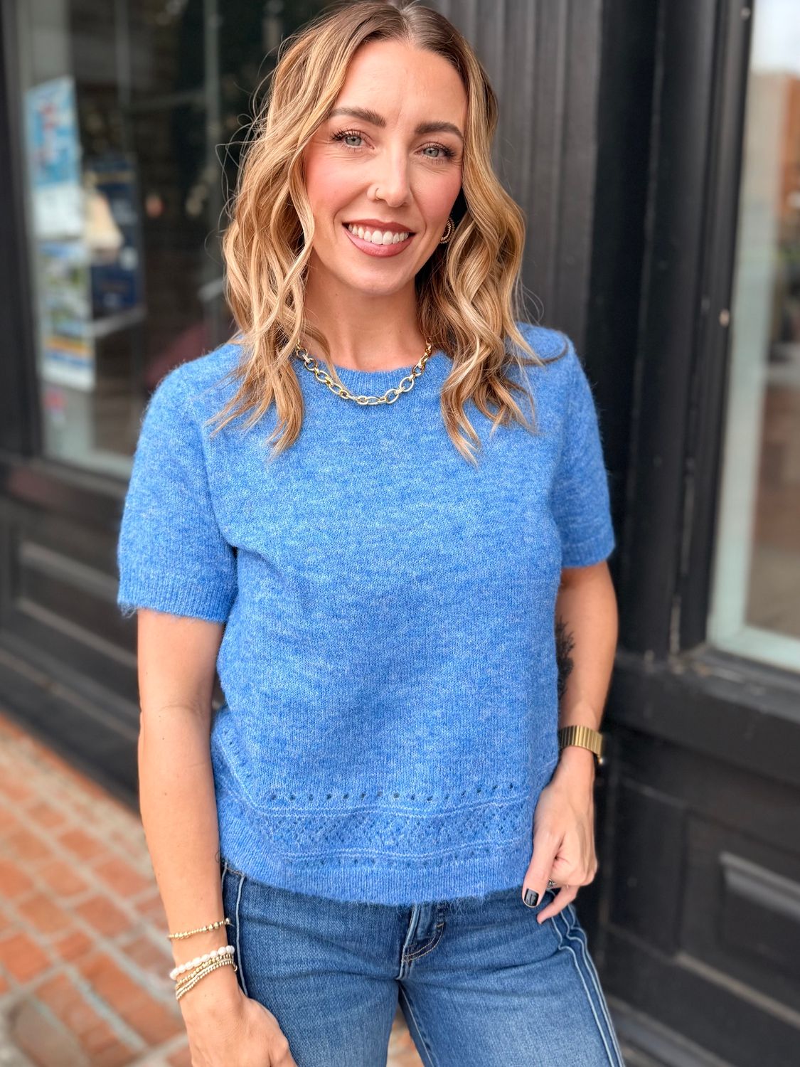 COBALT COZY KNIT SWEATER S/S