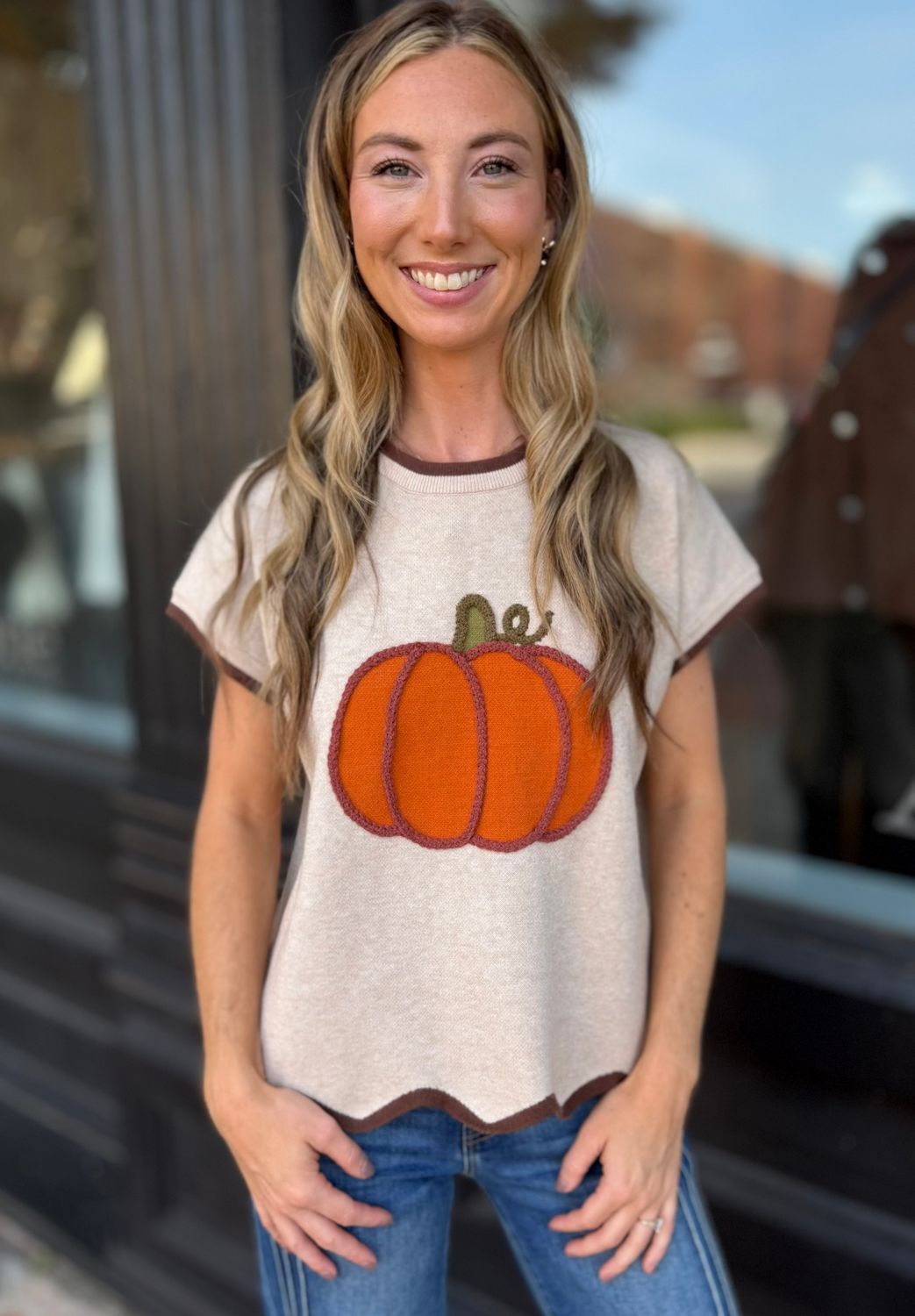 PUMPKIN PATCH SCALLOPED SWEATER
