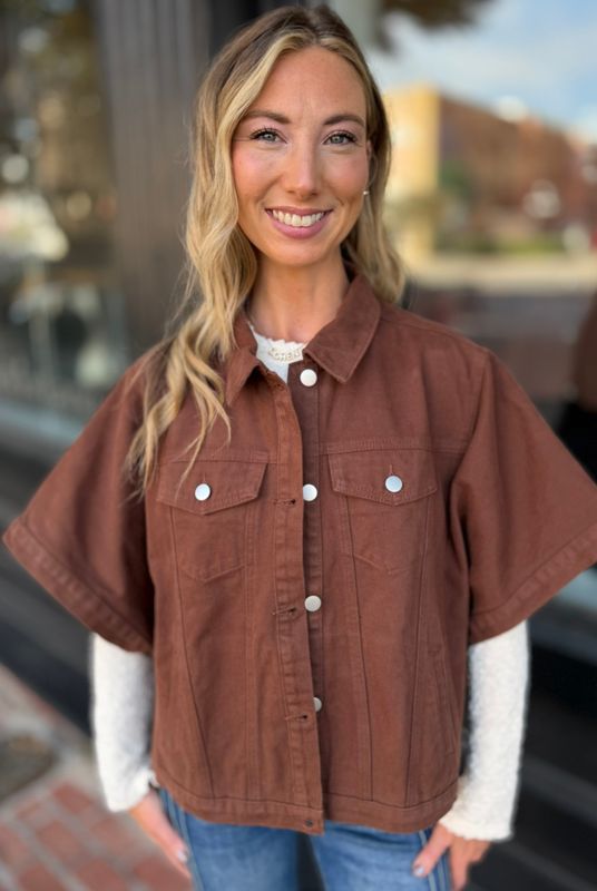 TWILL CAPE SLEEVELESS  DENIM JACKET