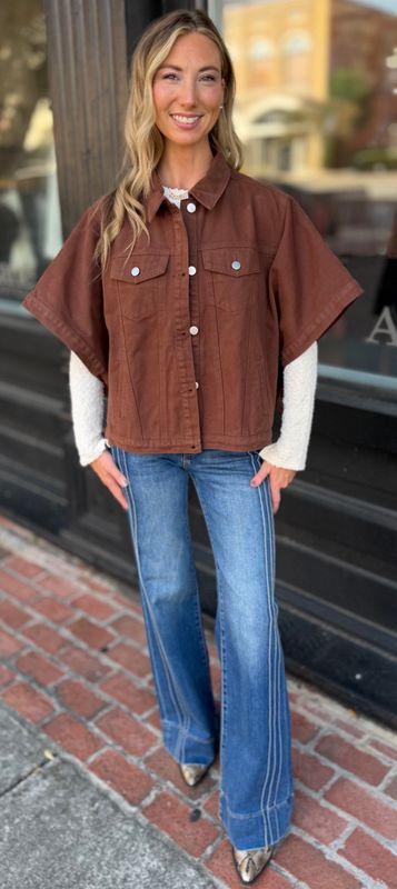 TWILL CAPE SLEEVELESS  DENIM JACKET