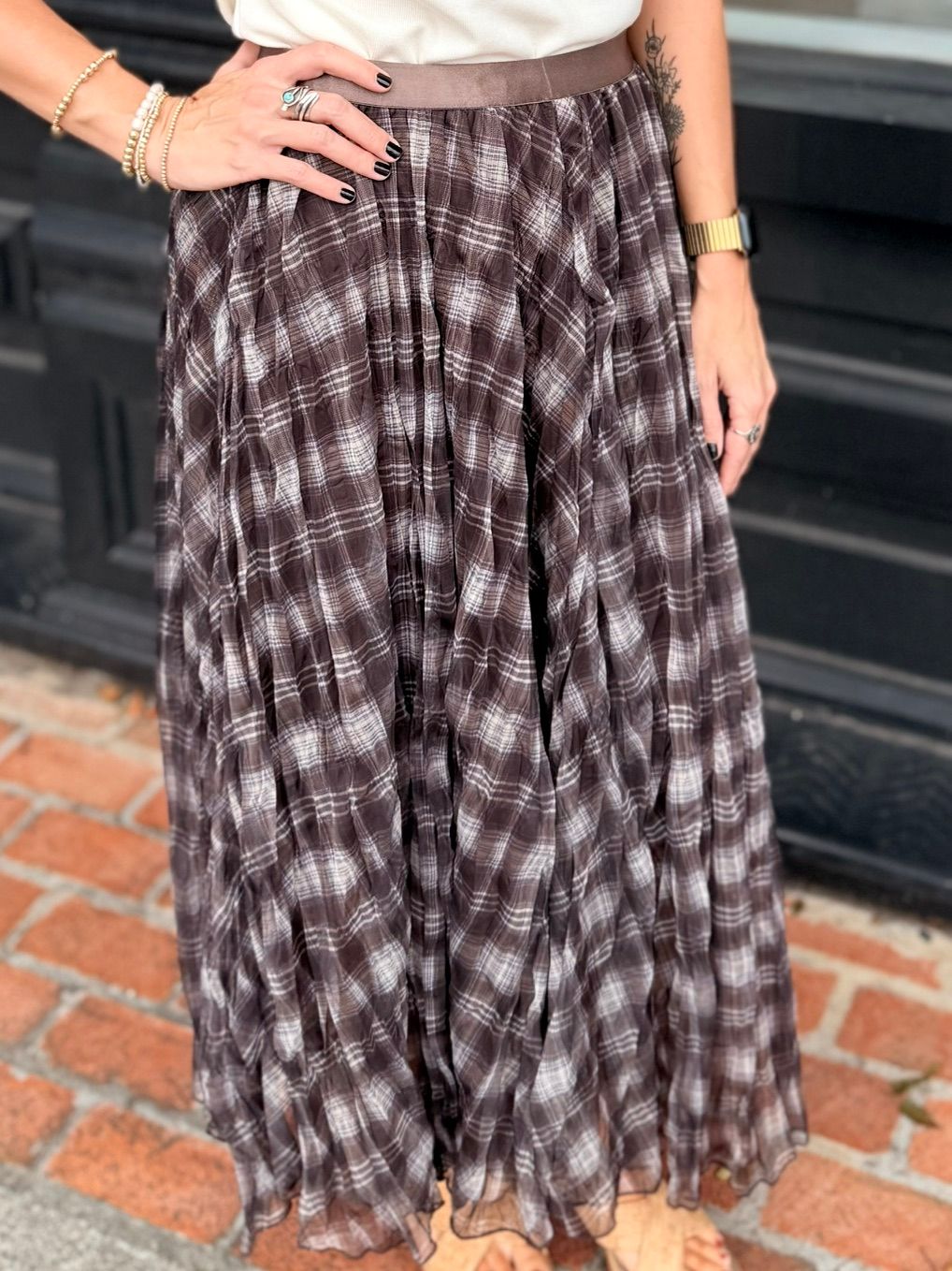 PLAID AFTER DARK MAXI SKIRT