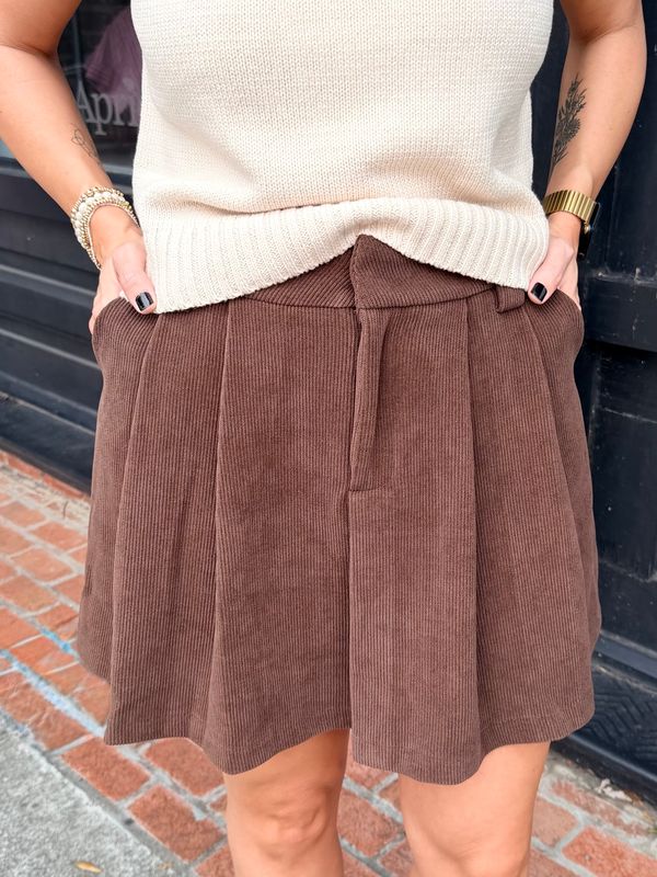 COCOA WOVEN PLEAT SKIRT