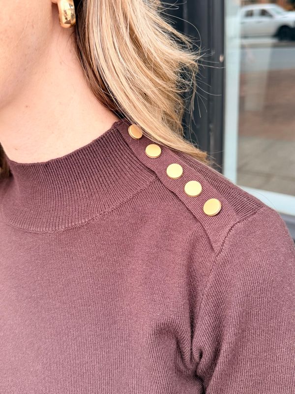 DEEP CARAMEL STUDDED KNIT DRESS