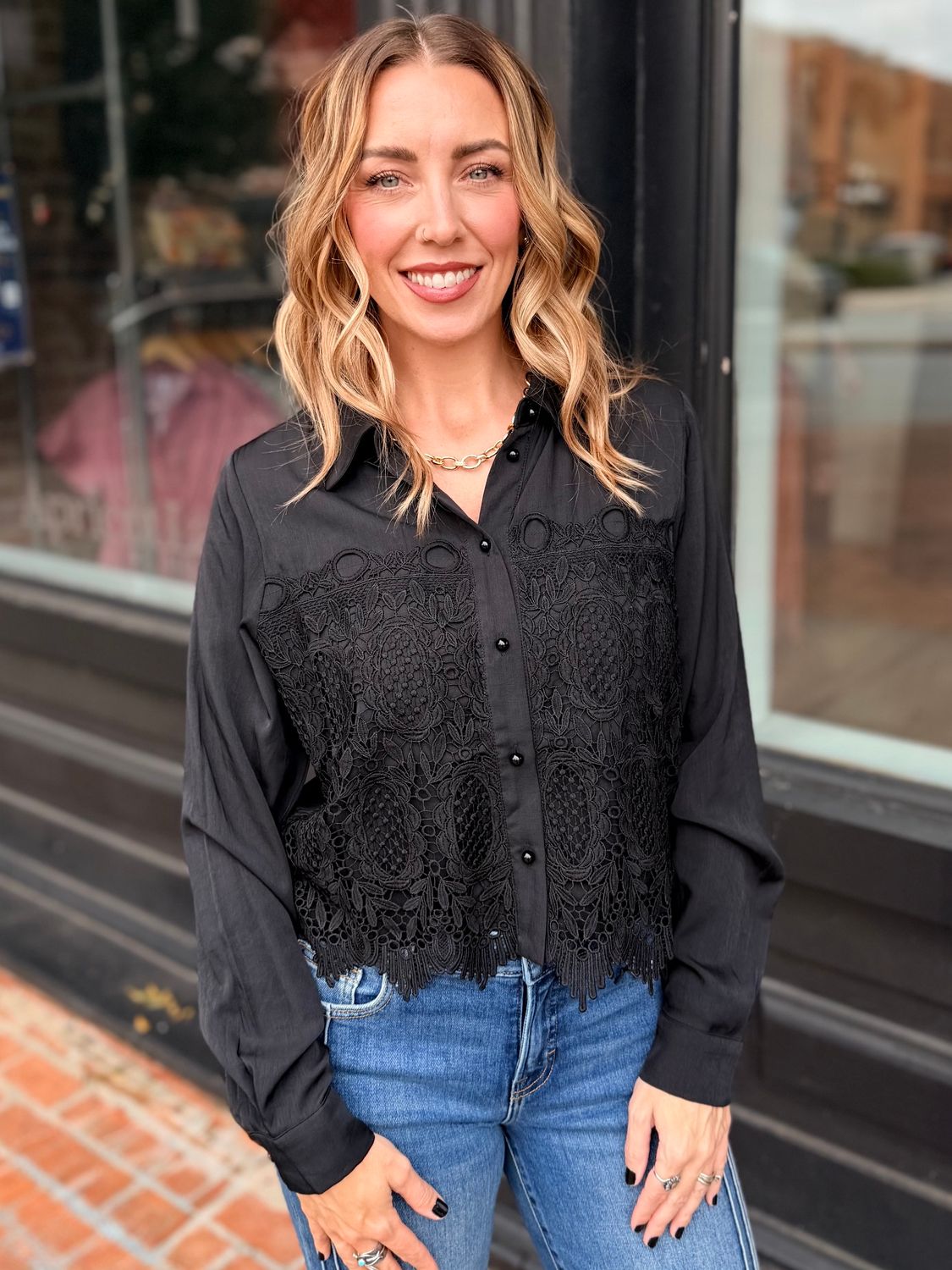 LATE NIGHT HEIRLOOM BLOUSE L/S