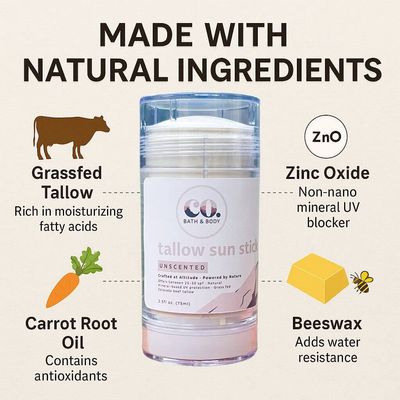 Natural Tallow Sun Stick – Mineral SPF 30 Sunscreen