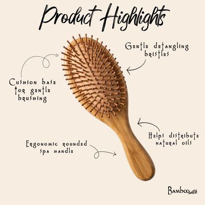 Bamboo Paddle Spa Hairbrush | Self Care Bestseller : Spa Rounded Paddle