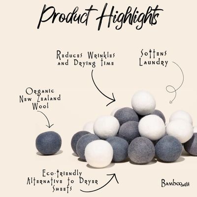 Organic Wool Dryer Balls | Earth Day Bestseller: Grey &amp; White