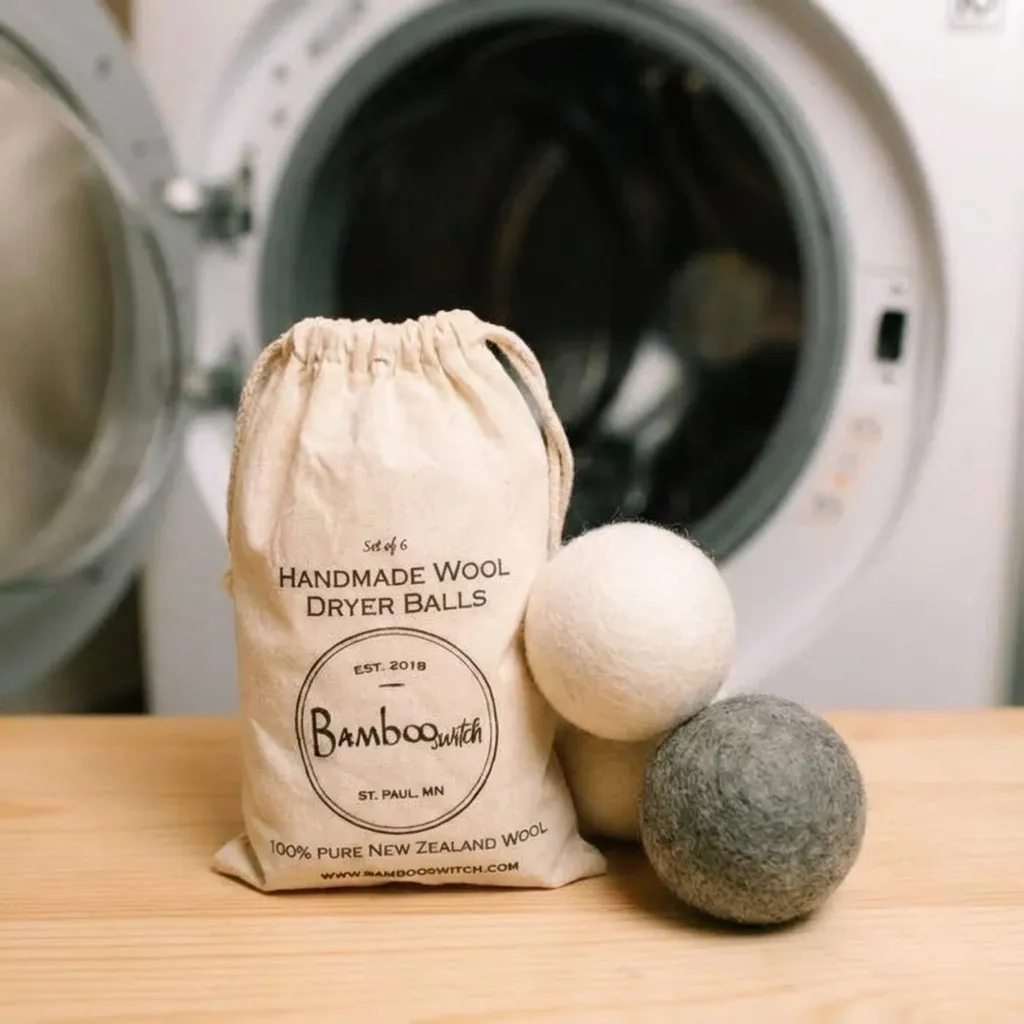 Set of 6 Organic Wool Dryer Balls | Earth Day Bestseller: Grey &amp; White.
