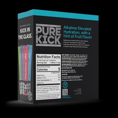 Pure Kick Alkaline Variety Pack - Watermelon, Berry, Cucumber Lemon and Unflavored, 30 Servings per Box