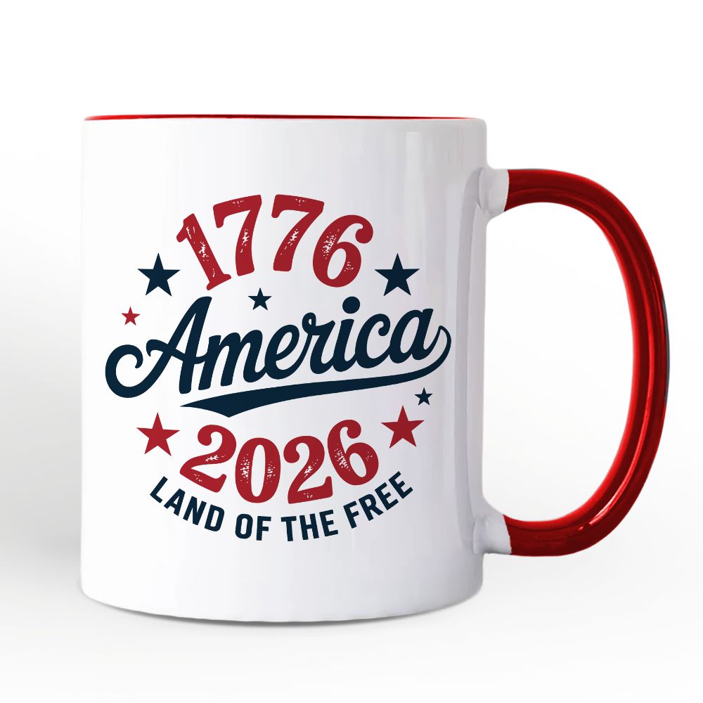 Patriotic America 1776-2026 Land of the Free  White - Red / Non-Custom