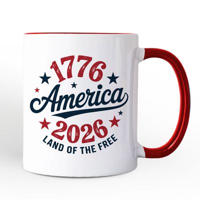 Patriotic America 1776-2026 Land of the Free  White - Red / Non-Custom