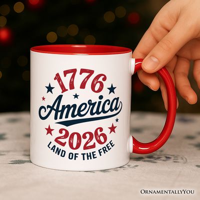 Patriotic America 1776-2026 Land of the Free  White - Red / Non-Custom