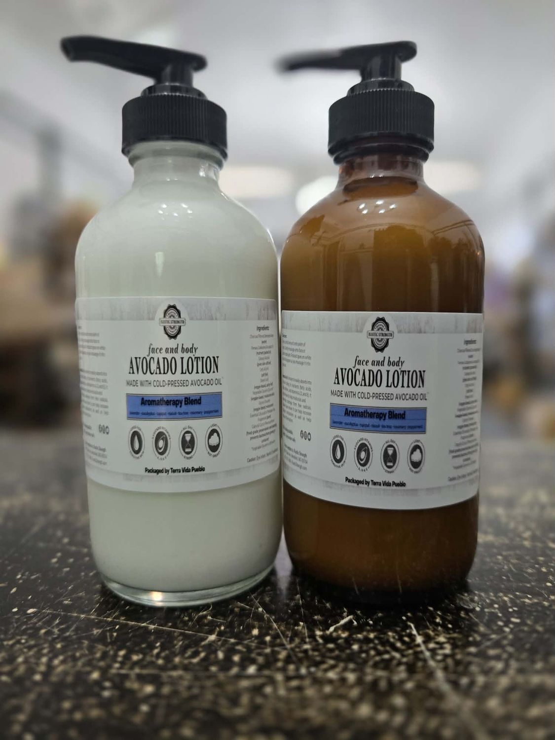 Avocado Lotion for Face &amp; Body - Aromatherapy Blend - 8oz Glass Bottle w/ Pump