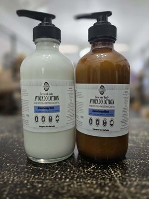 Avocado Lotion for Face &amp; Body - Aromatherapy Blend - 8oz Glass Bottle w/ Pump