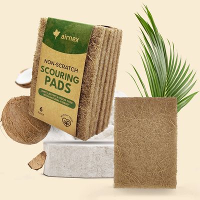 Eco Kitchen Cleaning Supplies  - 6 Pack Coconut Scourer