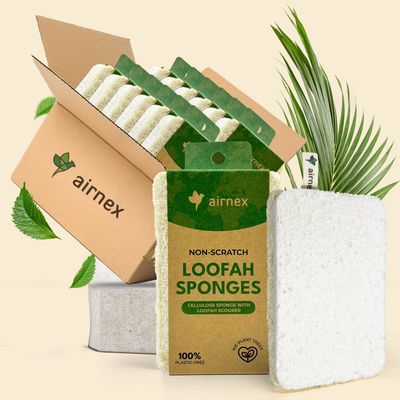 Kitchen Sponge with Zero Plastic - 1 Pack Loofah Sponges