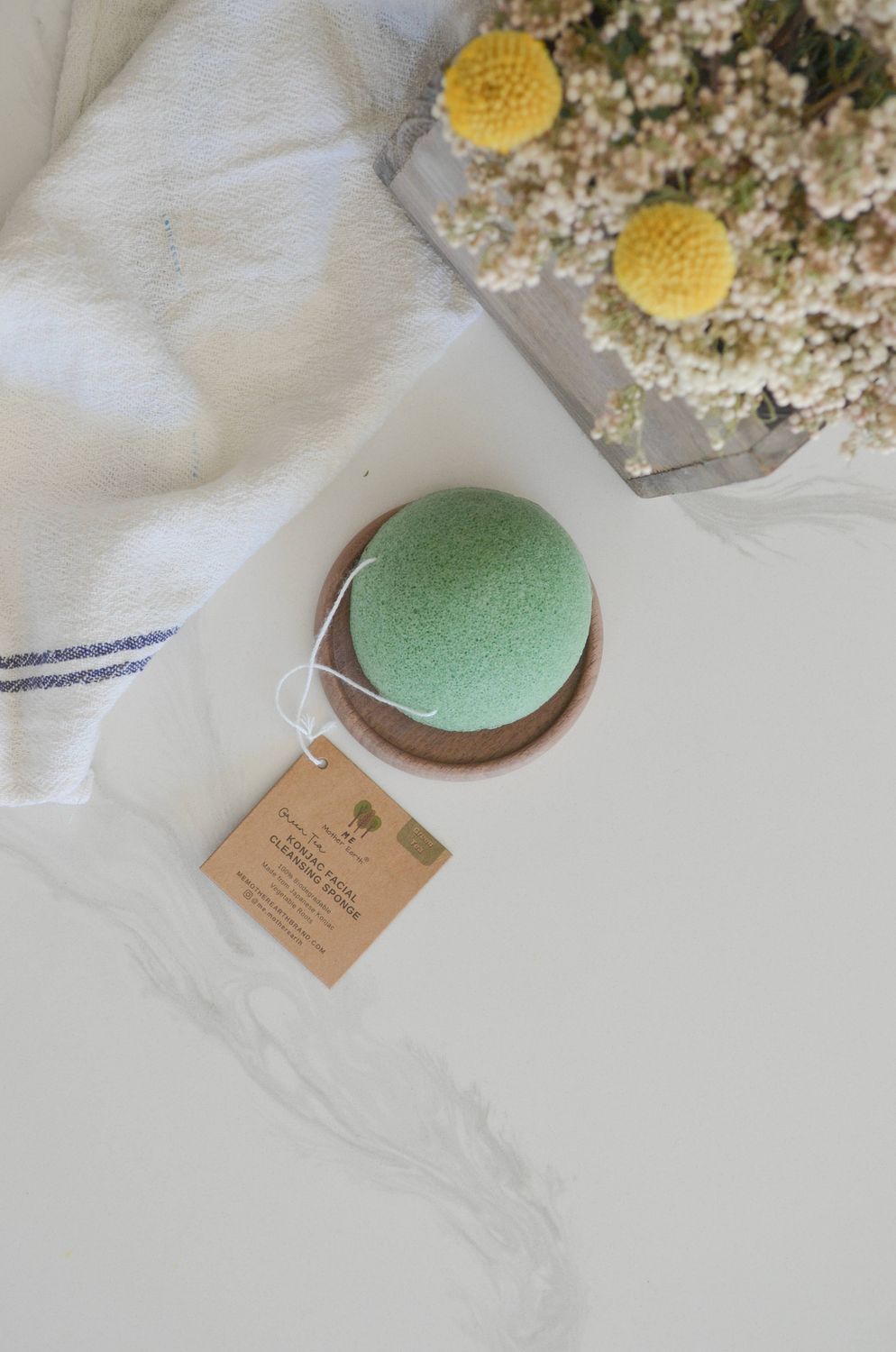 Konjac Sponge Biodegradable  | Zero Waste | Vegan Skincare: Green Tea