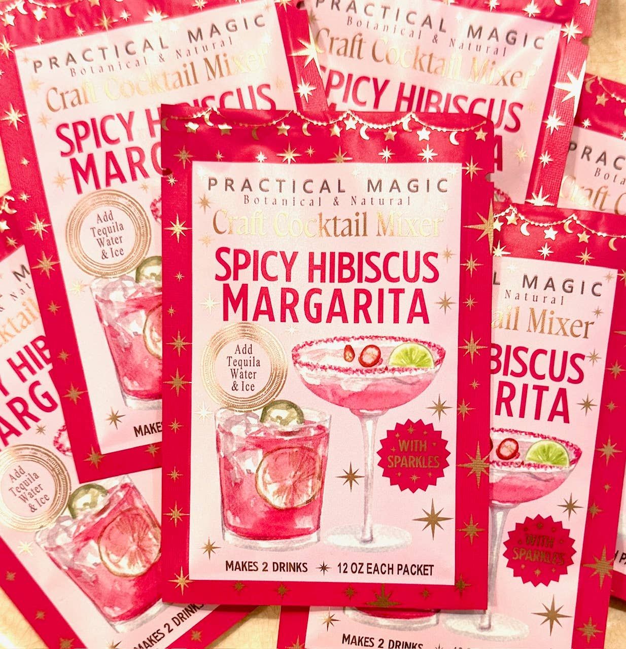 Spicy Hibiscus Sparkly Margarita (Colorful) -2 Cocktails