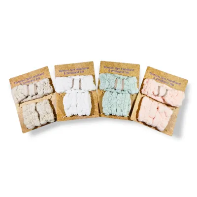 Bamboo Spa Headband &amp; Wristband Set