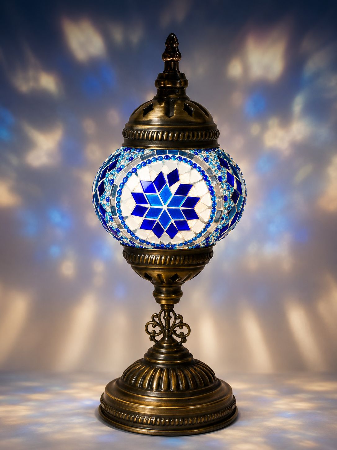 Turkish Mosaic Table Blue Lamp, Handmade Lamps