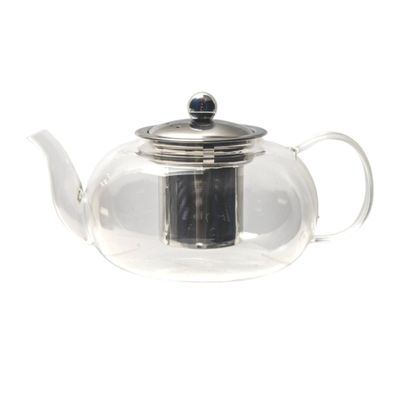 Round Glass Teapot with Stainless Steel Infuser, 27 oz