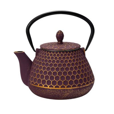 Cast Iron Teapot with Infuser – Purple Honeycomb, 32 oz
