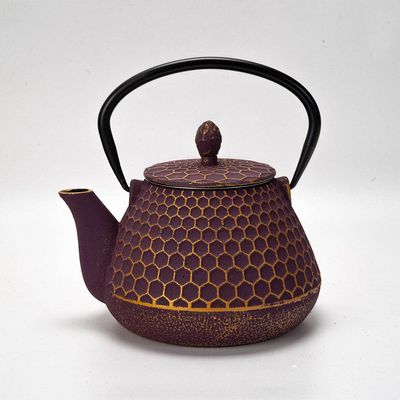 Cast Iron Teapot with Infuser – Purple Honeycomb, 32 oz