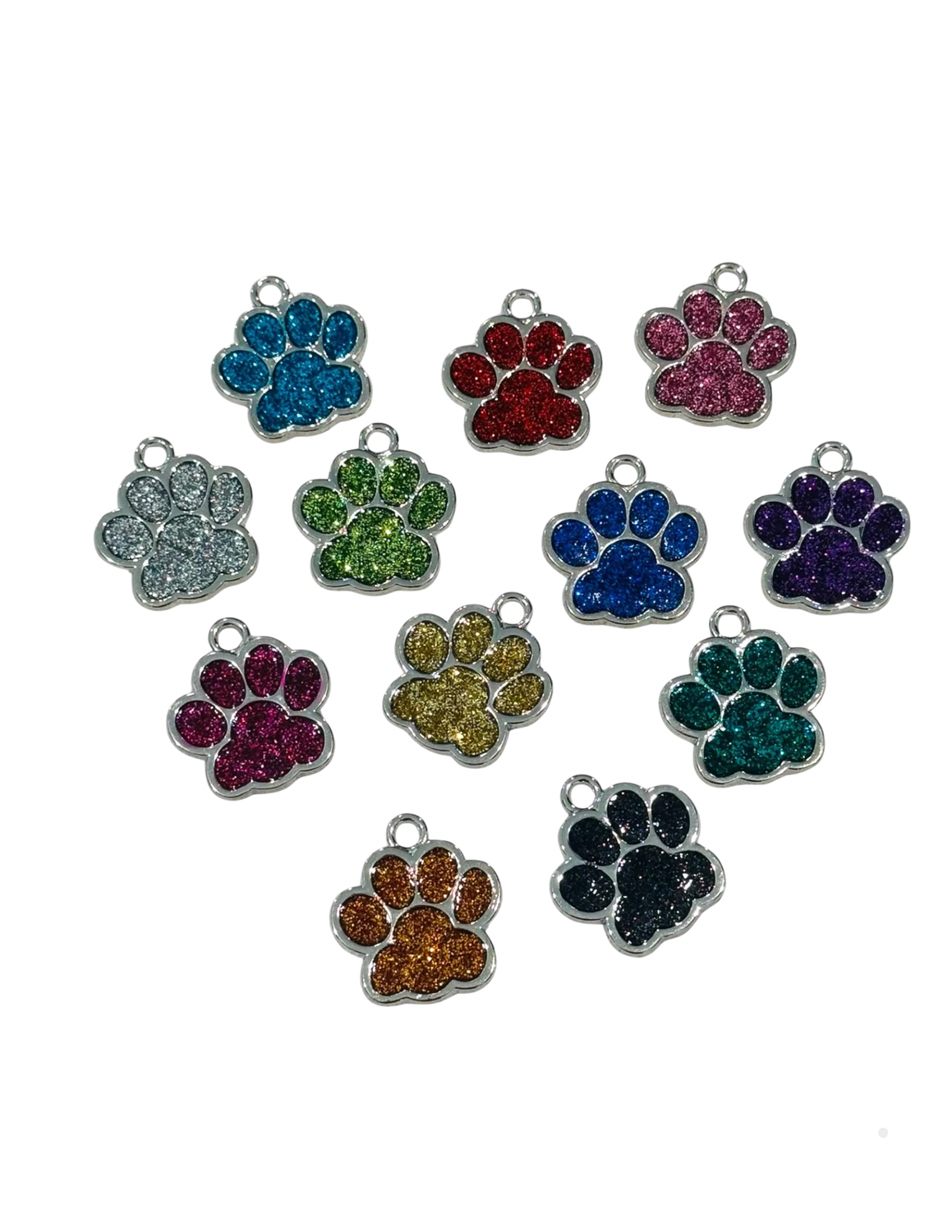 Pet Tag, Design: Red Sparkly Paw Tag, Size: One size