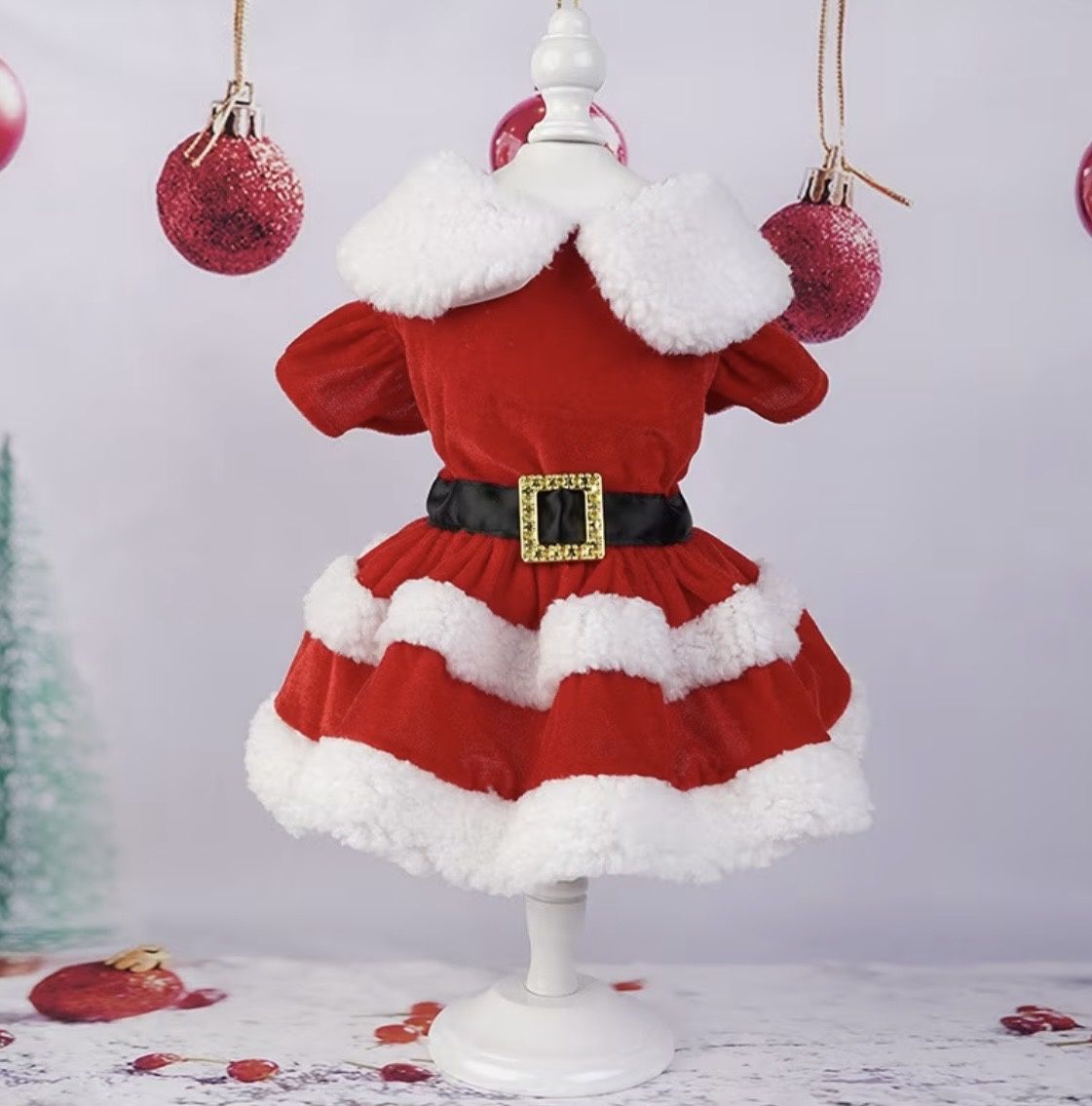 Santa Dress With Sleeve Ruffle, Size: XXL
