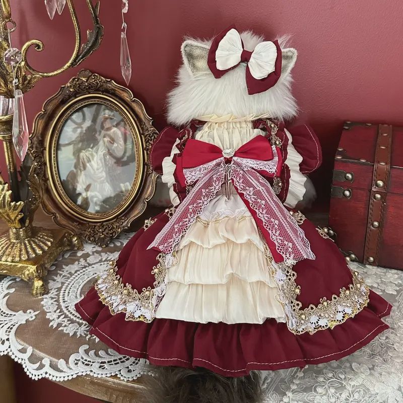 White-Red Dress Lace Trim, Size: XXL