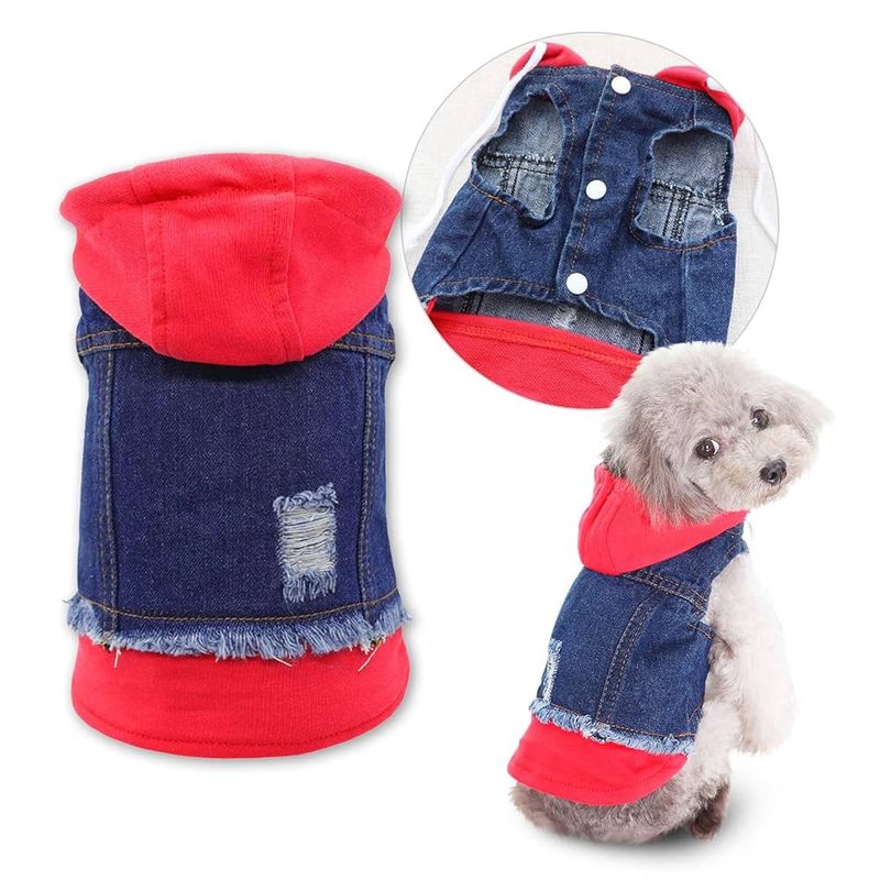 Denim Vest with Red Hoodie
