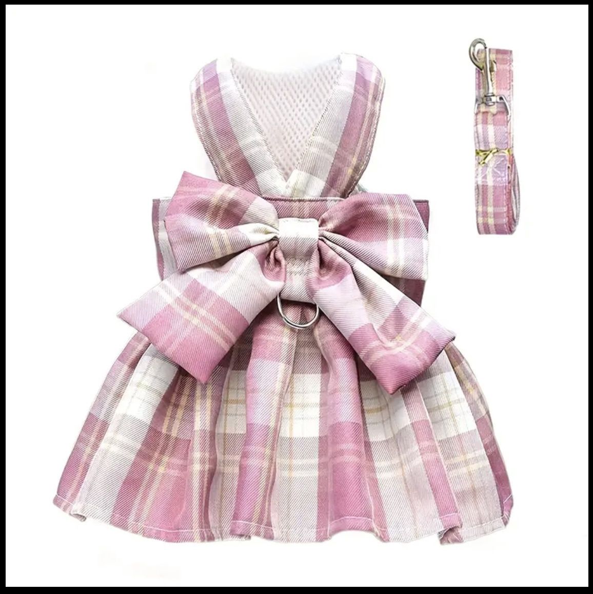 Pink &amp; Brown Plaid Harness Dress, Size: XL