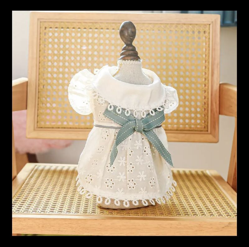 White Dress with Green Bow