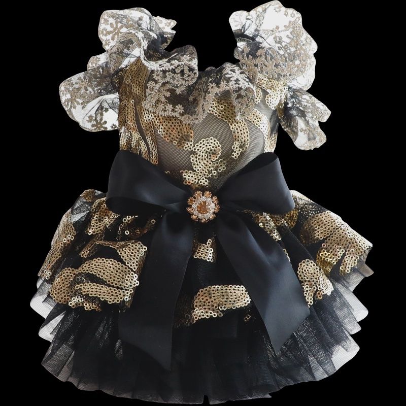 Gold &amp; Black Sequin Dress, Size: Large