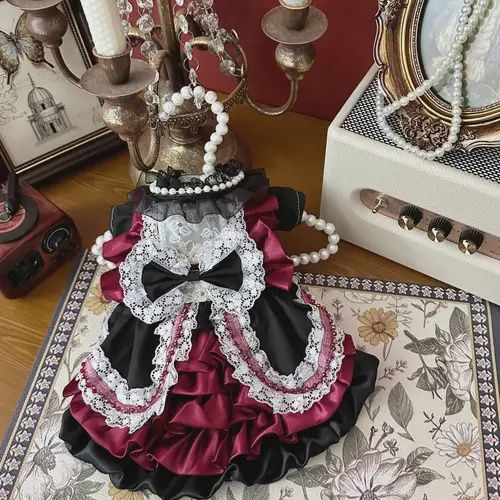 Black-White-Red Ruffle Dress