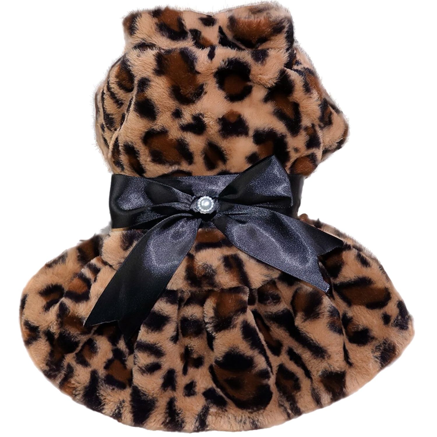 Leopard Dress with. Black Bow, Size: XL