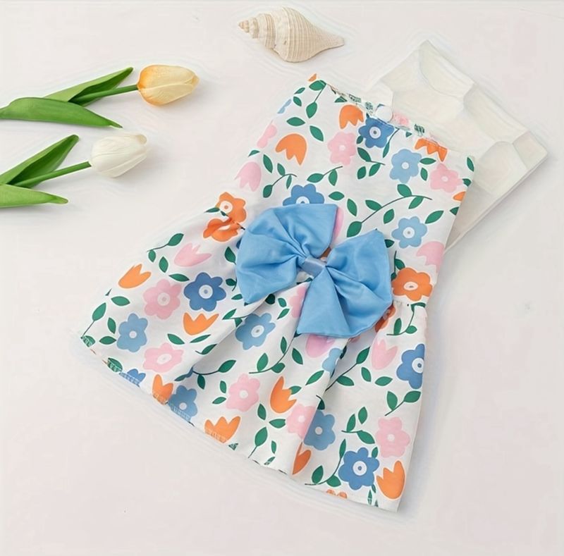 Blue-Pink-Orange Floral Dress