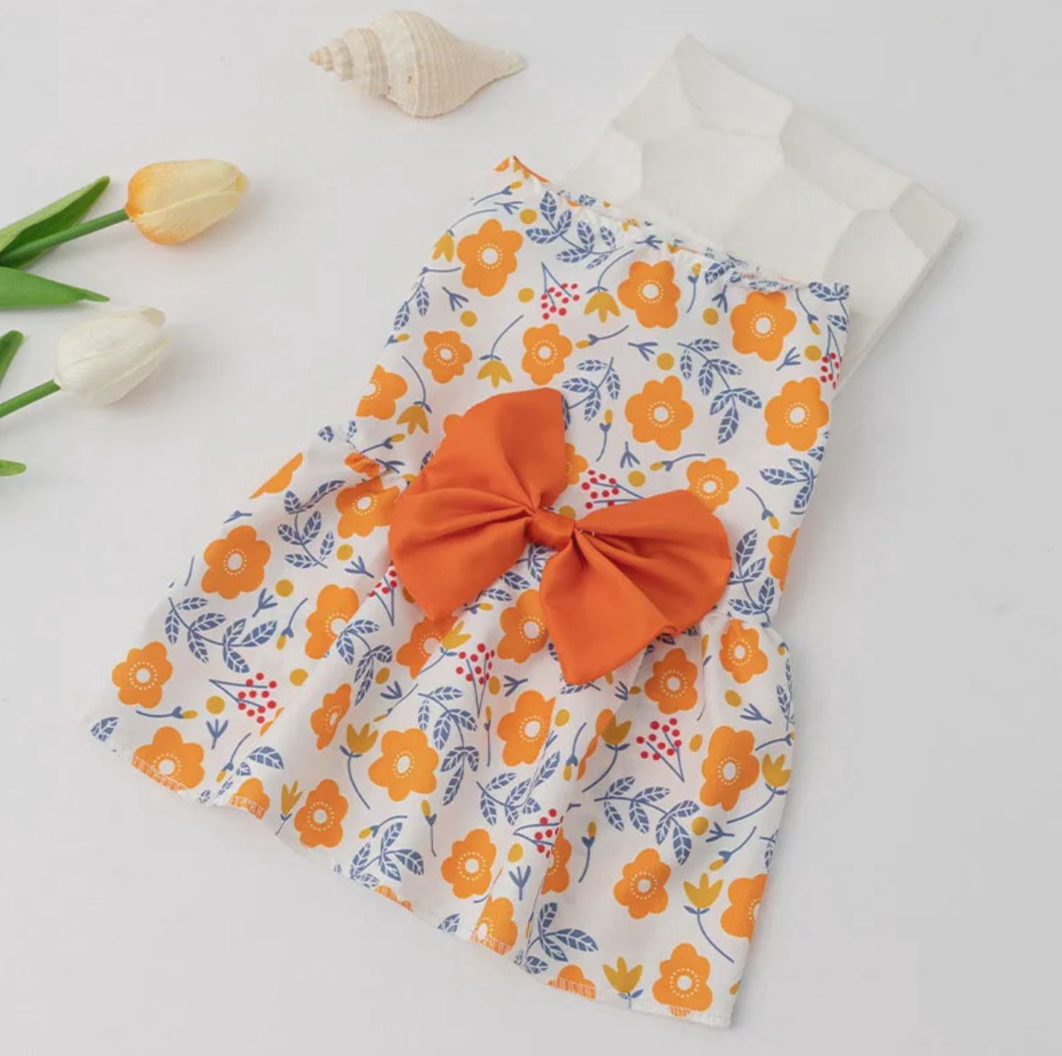 Orange Floral Dress, Size: XS