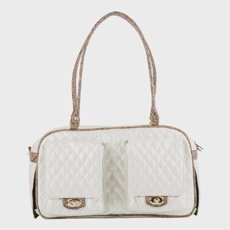 Luxurious Quilted Ivory Pet Bag