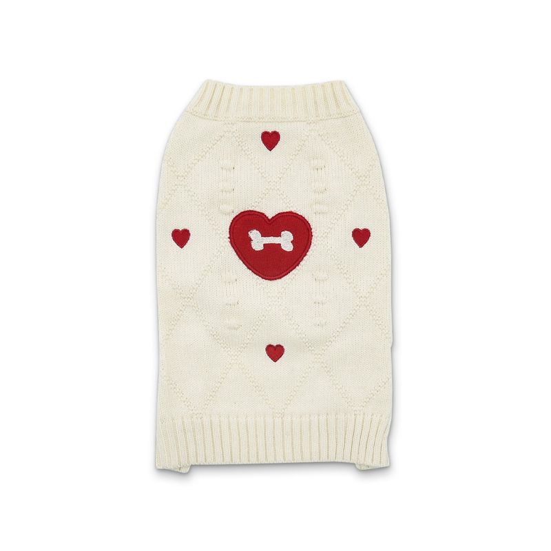 Beige Sweater with Red Heart