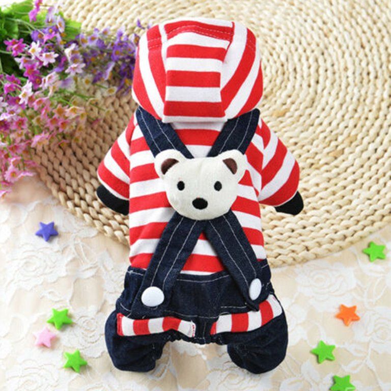 Red &amp; White Striped Teddy Bear Onesie