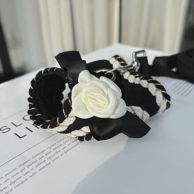 Black Harness with White Rose
