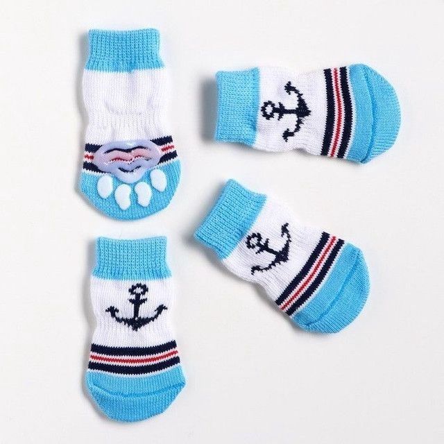 Blue &amp; White Anchor Socks