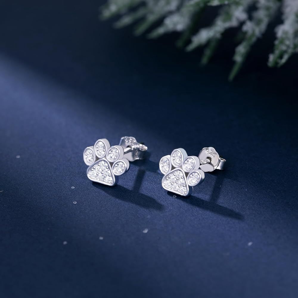 Silver Paw Stud Earrings