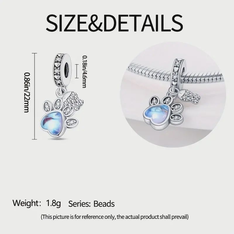 Blue Paw Print Charm