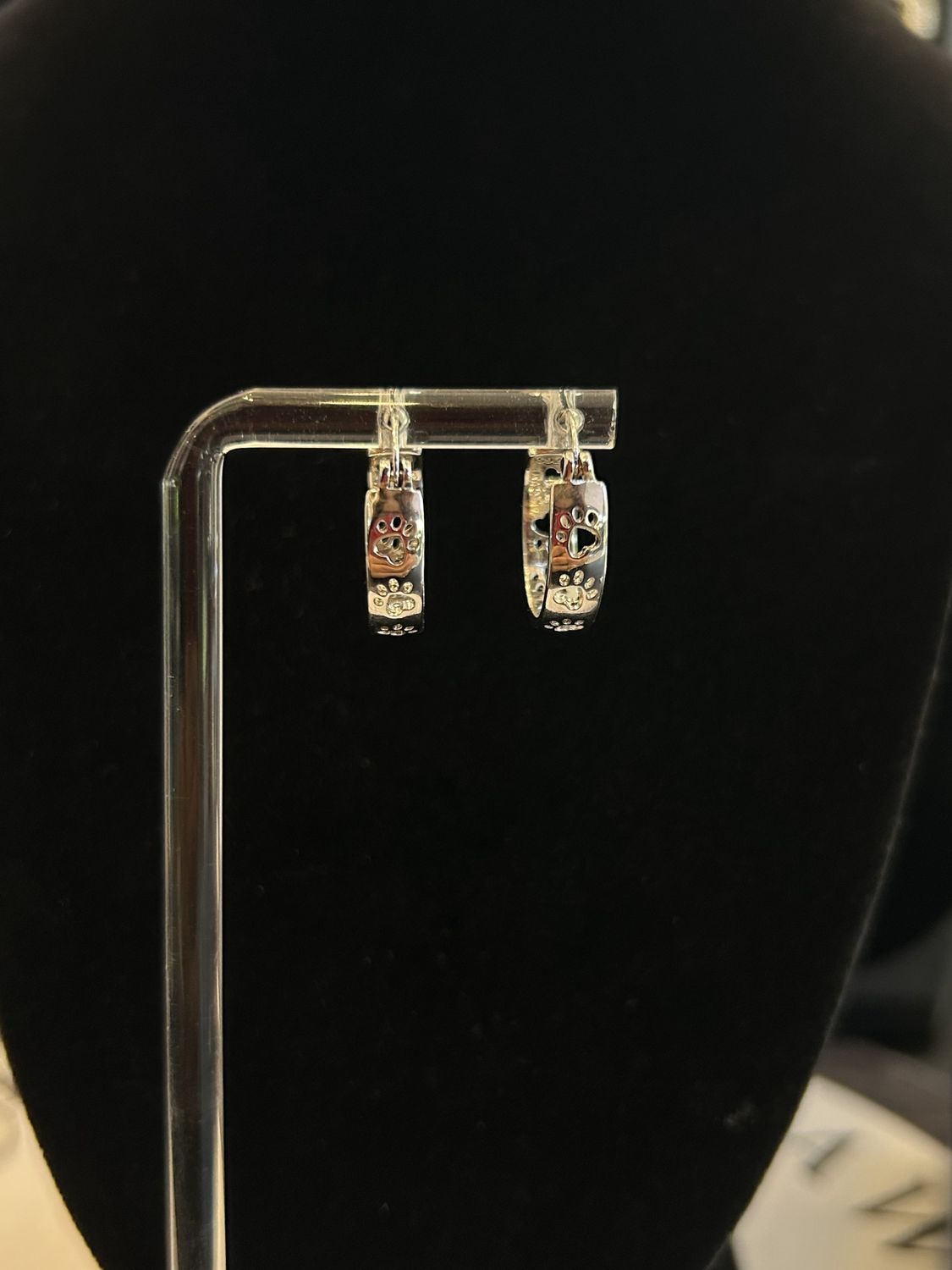 Silver Paw Hoop Earrings