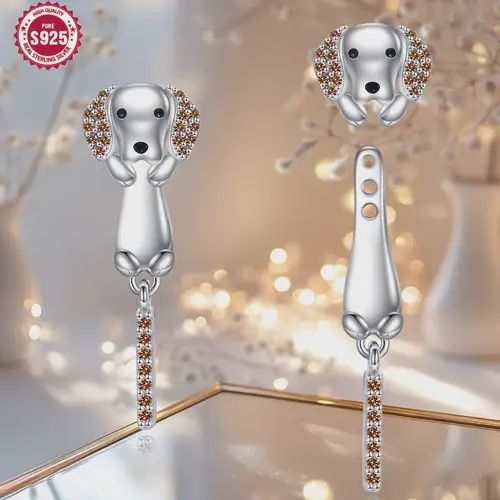 Dachshund Silver Earrings