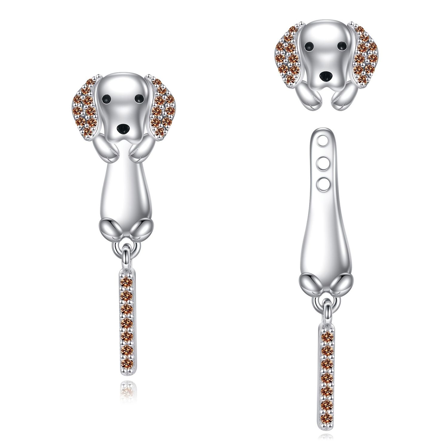 Dachshund Silver Earrings