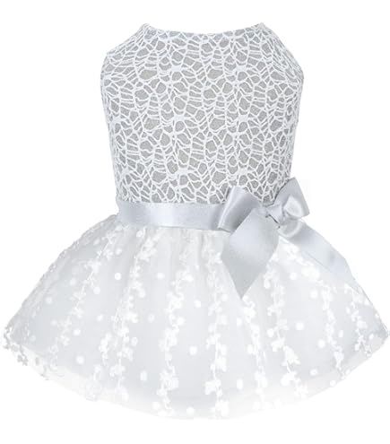 White &amp; Silver Laced Dress, Size: Small